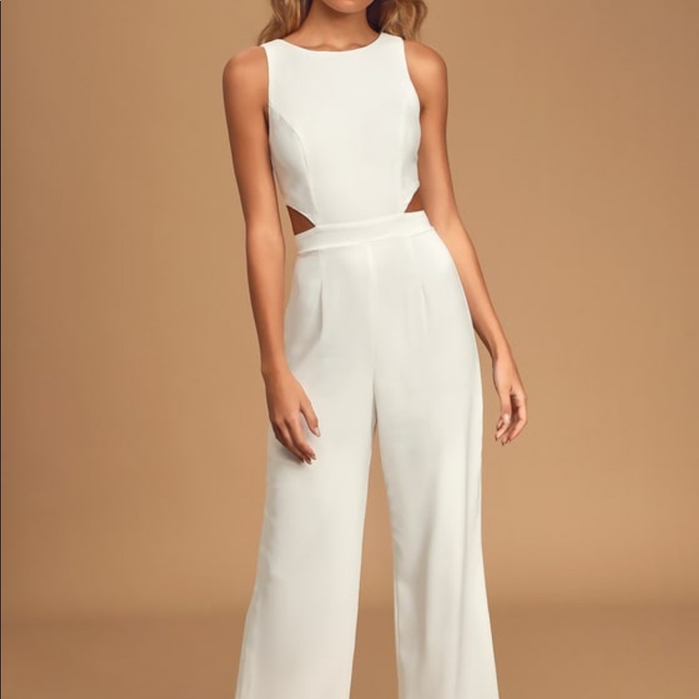 Lulus white wide legged white jumpsuit
